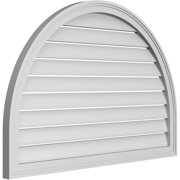 Round Top Surface Mount PVC Gable Vent: Functional, W/ 2W X 1-1/2P Brickmould Frame, 42W X 28H